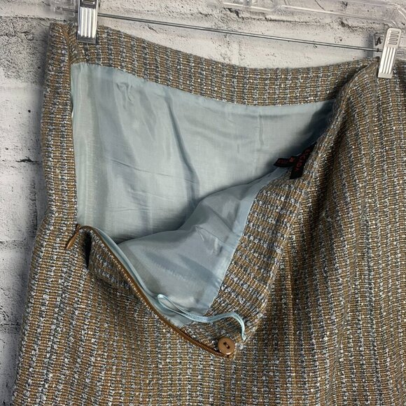 Escada Silk Wool Metallic Tweed Pencil Skirt - Picture 9 of 13